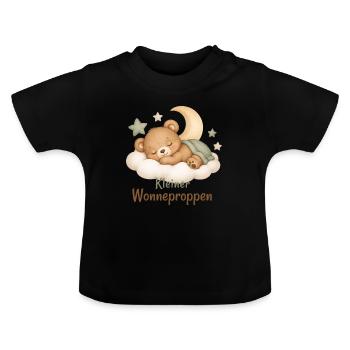 Schlafender Baer Baby Geburtstagsgeschenk - Baby Bio-T-Shirt mit Rundhals - Schwarz - Vorne