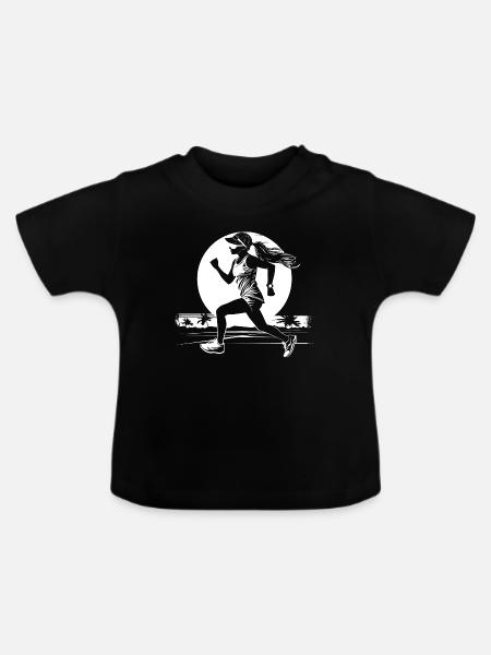 Läuferin Zeichnung - Baby Bio-T-Shirt mit Rundhals - Schwarz