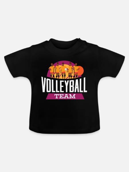 Volleyball Team – Mannschaft Retro Sonne - Baby Bio-T-Shirt mit Rundhals - Schwarz
