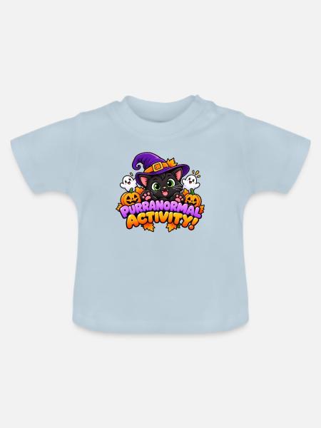 Purranormale Aktivität! - Süße Halloween-Katze - Baby Bio-T-Shirt mit Rundhals - Hellblau