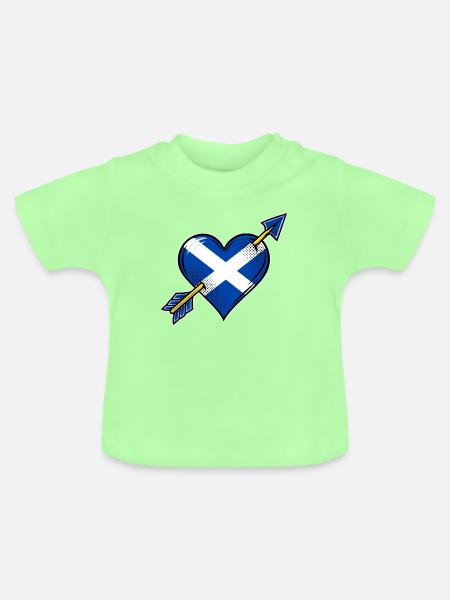 Schottland Flagge Herz mit Pfeil - Baby Bio-T-Shirt mit Rundhals - Mintgrün