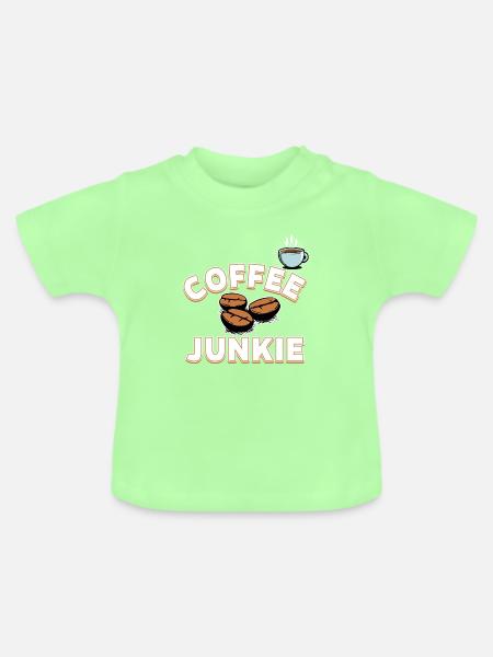 Coffee Junkie - Kaffeebohnen und Tasse - Baby Bio-T-Shirt mit Rundhals - Mintgrün
