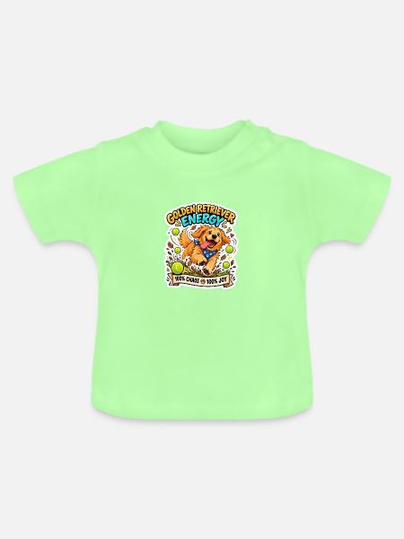 Golden Retriever Energie Print - Baby Bio-T-Shirt mit Rundhals - Mintgrün