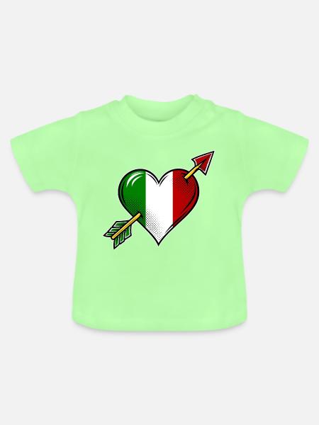 Italien Flagge Herz mit Pfeil - Baby Bio-T-Shirt mit Rundhals - Mintgrün