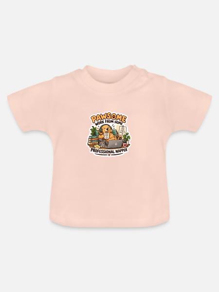 Pawsome Homeoffice Napper - Baby Bio-T-Shirt mit Rundhals - Kristallrosa