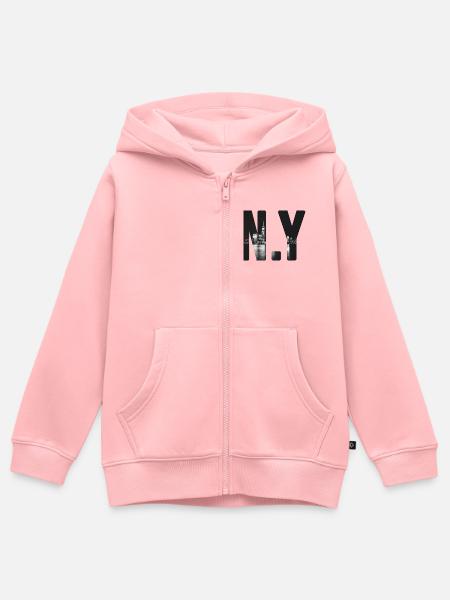 NY Skyline Buchstaben - Kinder Premium Organic Zip Hoodie - Rosa