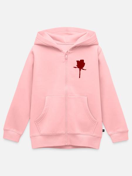 Rote Rosen-Silhouette auf Stiel - Kinder Premium Organic Zip Hoodie - Rosa