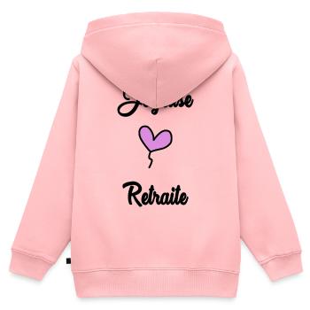RUHESTAND. RUHESTAND. PENSIONIERT. RUHESTAND - Kinder Premium Organic Zip Hoodie - Rosa - Hinten - AI Model Kid Female (0cm)
