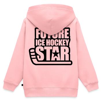 Futur Hockey sur glace étoile - Sweat Premium à capuche zippé enfant bio - rose - Dos - AI Model Kid Female (0cm)