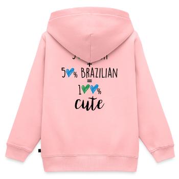 50% Iren + 50% Brasilianer - Kinder Premium Organic Zip Hoodie - Rosa - Hinten - AI Model Kid Female (0cm)