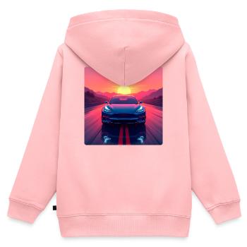 Elektrische Autobahn - Kinder Premium Organic Zip Hoodie - Rosa - Hinten - AI Model Kid Female (0cm)