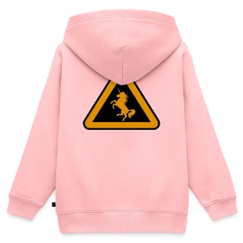 Achtung Einhorn, Gefahr - Kinder Premium Organic Zip Hoodie - Rosa - Hinten - AI Model Kid Female (0cm)