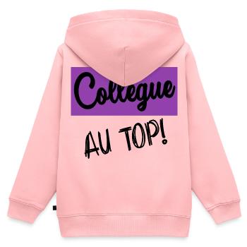 RUHESTAND. RUHESTAND. PENSIONIERT. RUHESTAND - Kinder Premium Organic Zip Hoodie - Rosa - Hinten - AI Model Kid Female (0cm)