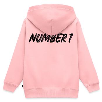 Number 1 - eins - erster - erste - 1 - Nummer 1 - Kinder Premium Organic Zip Hoodie - Rosa - Hinten - AI Model Kid Female (0cm)