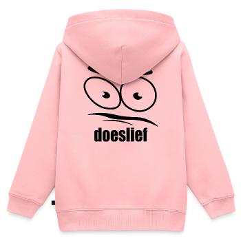 doeslief flehende Augen mit Fragezeichen-Blick - Kinder Premium Organic Zip Hoodie - Rosa - Hinten - AI Model Kid Female (0cm)