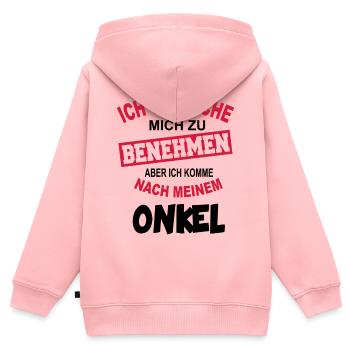 Baby Kinder Benehmen Sprüche Lustig Opa Onkel - Kinder Premium Organic Zip Hoodie - Rosa - Hinten - AI Model Kid Female (0cm)