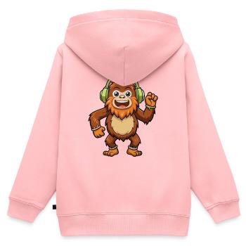 Big Foot Lustige Cartoon Figur Kopfhörer Musik - Kinder Premium Organic Zip Hoodie - Rosa - Hinten - AI Model Kid Female (0cm)