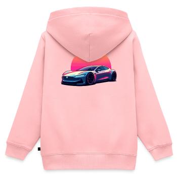 Elektrische Welle - Kinder Premium Organic Zip Hoodie - Rosa - Hinten - AI Model Kid Female (0cm)