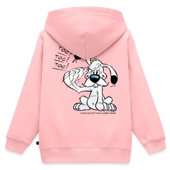 Asterix & Obelix Idefix Klopft Toc Toc Toc - Kinder Premium Organic Zip Hoodie - Rosa - Hinten - AI Model Kid Female (0cm)