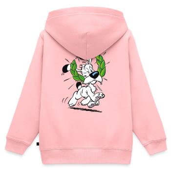 Astérix & Obélix Idéfix Avec Laurier - Sweat Premium à capuche zippé enfant bio - rose - Dos - AI Model Kid Female (0cm)