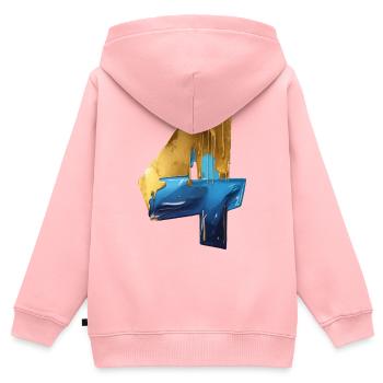 NR. 4 NUMMER 4 COOL 4. GEBURTSTAG - Kinder Premium Organic Zip Hoodie - Rosa - Hinten - AI Model Kid Female (0cm)