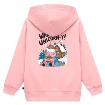 Warm und einhornartig! - Kinder Premium Organic Zip Hoodie - Rosa - Hinten - AI Model Kid Female (0cm)