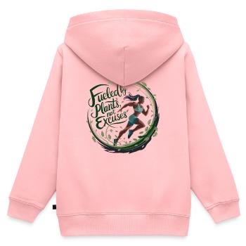 Fueled By Plants Not Excuses - Kids Premium Organic Zip-up Hoodie - rose - Back - AI Model Kid Female (0cm)