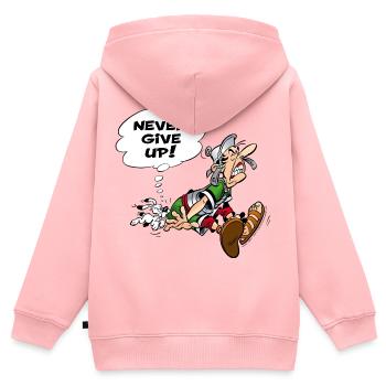 Asterix & Obelix geben niemals auf - Kinder Premium Organic Zip Hoodie - Rosa - Hinten - AI Model Kid Female (0cm)