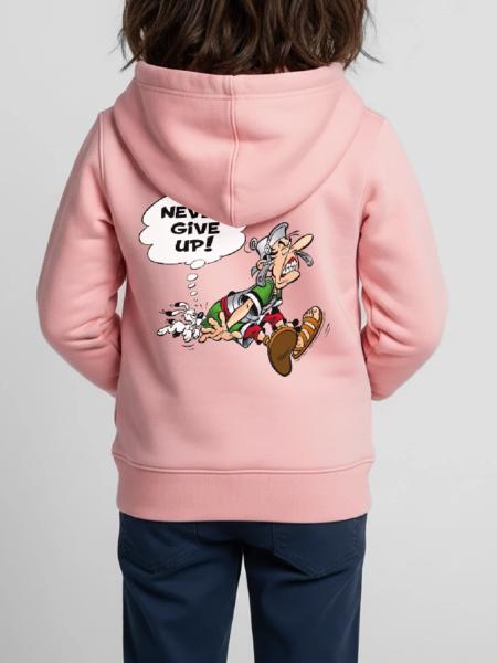 Asterix & Obelix geben niemals auf - Kinder Premium Organic Zip Hoodie - Rosa - Hinten - AI Model Kid Female (0cm)