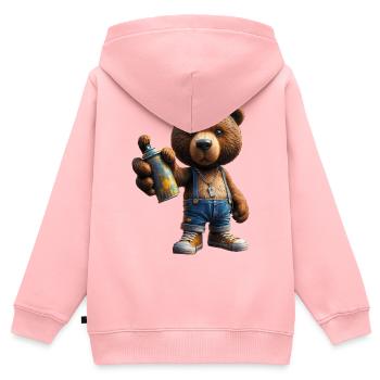 Kritzeln Sie das Bären-Graffiti - Kinder Premium Organic Zip Hoodie - Rosa - Hinten - AI Model Kid Female (0cm)