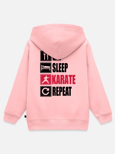 Eat Sleep Karate Repeat - Kinder Premium Organic Zip Hoodie - Rosa