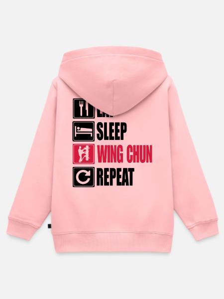 Eat-Sleep-WingChun-Repeat - Kinder Premium Organic Zip Hoodie - Rosa
