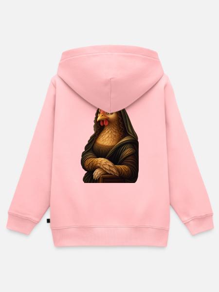 Mona Lisa als Huhn - Kinder Premium Organic Zip Hoodie - Rosa