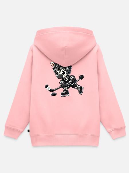 Cooles Zebra Eishockey Spieler Cartoon - Kinder Premium Organic Zip Hoodie - Rosa