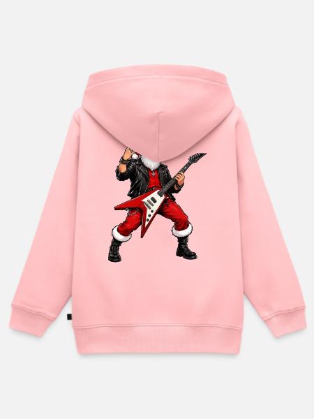 Rockender Weihnachtsmann mit Flying-V - Kinder Premium Organic Zip Hoodie - Rosa