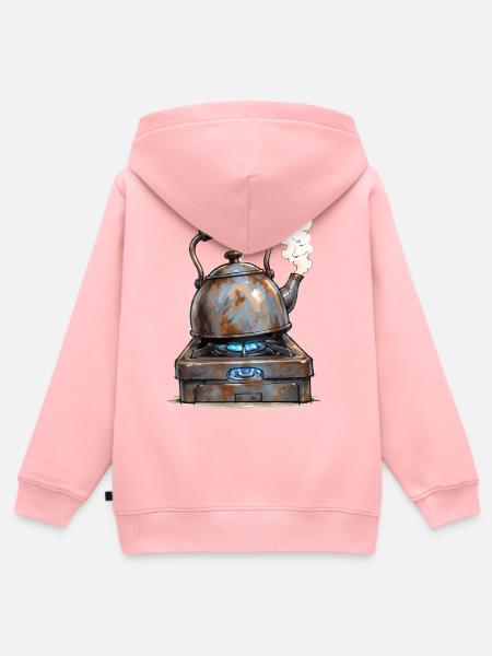 Rostiger Teekessel auf Gasherd - Kinder Premium Organic Zip Hoodie - Rosa