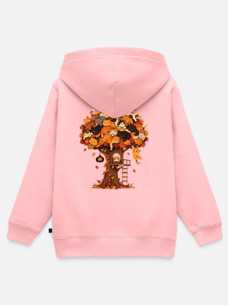 Katzenbaum Herbsttraum - Kinder Premium Organic Zip Hoodie - Rosa