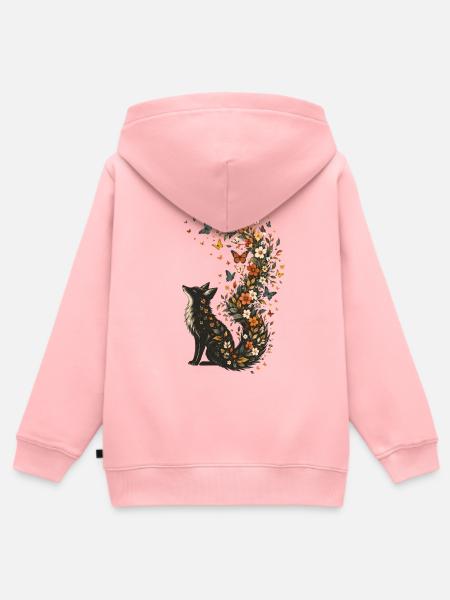 Blütenfuchs mit Schmetterlingsschweif - Kinder Premium Organic Zip Hoodie - Rosa