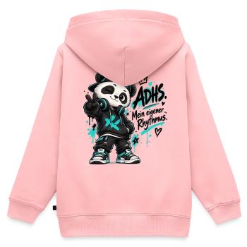 Panda DJ ADHS Rhythm - Kinder Premium Organic Zip Hoodie - Rosa - Hinten - AI Model Kid Female (0cm)