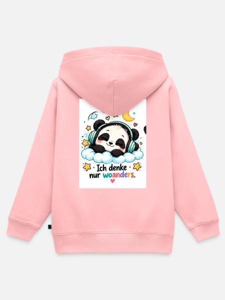 Panda Traum mit Kopfhörern - Kinder Premium Organic Zip Hoodie - Rosa