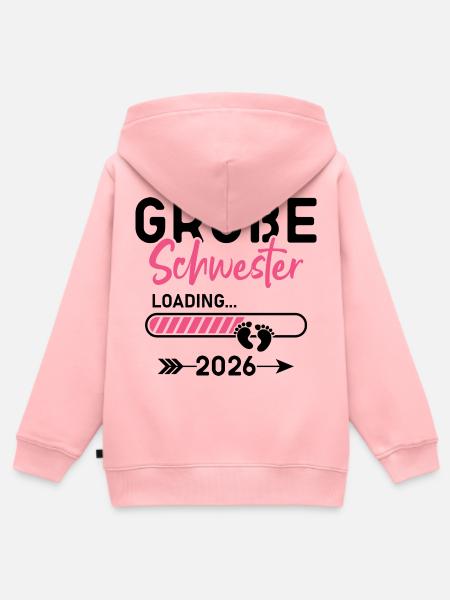 Große Schwester Loading 2026 Spruch - Kinder Premium Organic Zip Hoodie - Rosa