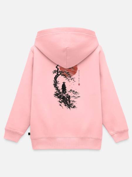 Roter Mond, Bonsai und Samurai - Kinder Premium Organic Zip Hoodie - Rosa
