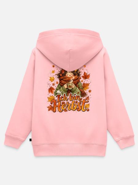 Ich bin Herbst – Kuschelige Herbstkunst - Kinder Premium Organic Zip Hoodie - Rosa
