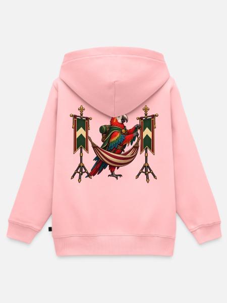 Papagei in königlicher Hängematte - Kinder Premium Organic Zip Hoodie - Rosa
