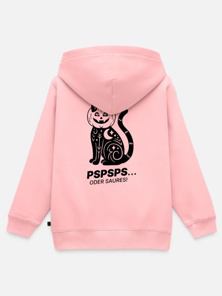 Pspsps oder Saures – Schwarze Katze Halloween - Kinder Premium Organic Zip Hoodie - Rosa
