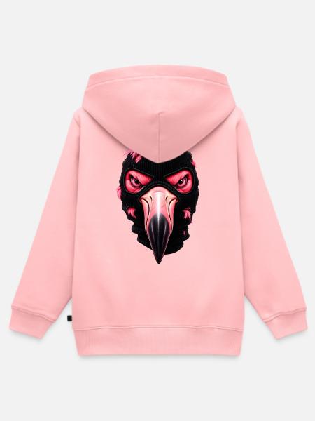 Flamingo mit Sturmhaube – Frecher Streetstyle - Kinder Premium Organic Zip Hoodie - Rosa