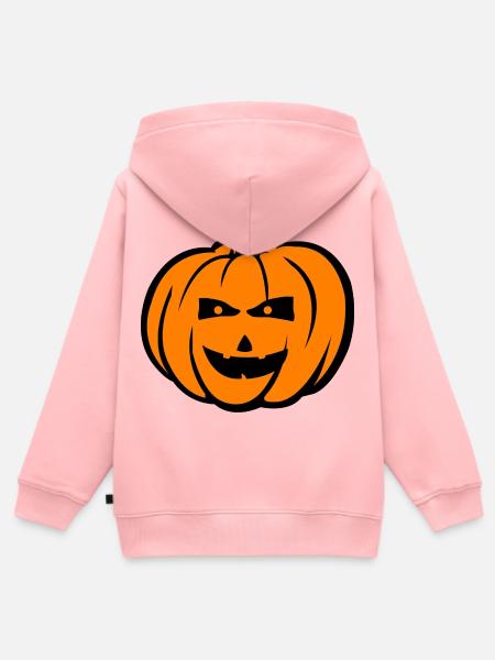 Kürbis Face Comic - Kinder Premium Organic Zip Hoodie - Rosa