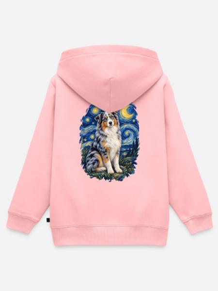Australian Shepherd Sternennacht – Aussie Lover - Kinder Premium Organic Zip Hoodie - Rosa