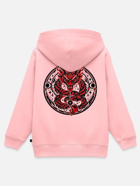 Himmlisches chinesisches Drachenemblem - Kinder Premium Organic Zip Hoodie - Rosa