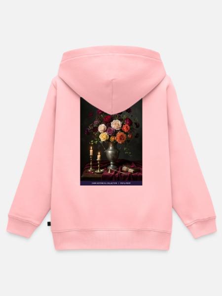 Dunkles Blumenstillleben - Kinder Premium Organic Zip Hoodie - Rosa